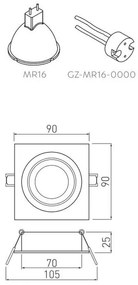Lámpa Mennyezeti lámpatest MORENA, IP20, négyzet, ezüst