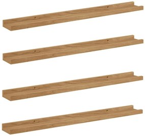 vidaXL Falpolc polcokkal tárolóval 4 pcs Barna 80 x 9 x 3 cm Faanyag