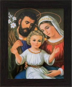 Vászonkép 30x25 Szent Család Jézus Krisztus József Mária Keret Wenge