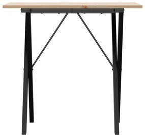 tömör fenyőfa és öntöttvas étkezőasztal X-vázzal 80x50x75 cm
