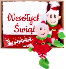 Mikulás Karácsonyi Ajándék Szett Gyerek Törölköző Manó plüssfigura