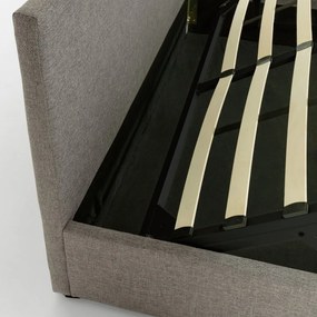 Szürke kárpitozott ágyneműtartós franciaágy ágyráccsal 180x200 cm Nahiri – Kave Home