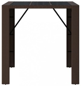 barna polyrattan kerti asztal üveglappal 105 x 80 x 110 cm
