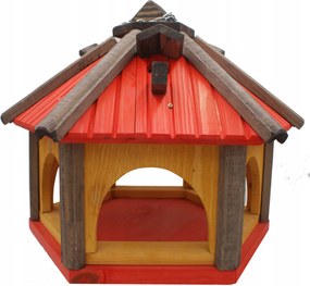 Felakasztható madáretető piros Lengyel fészkelőfülkével gyártó