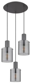 Globo 15904-3HR - Csillár zsinóron TULIVAR 3xE27/40W/230V átm. 48 cm szürke