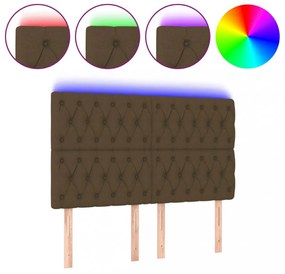 sötétbarna szövet LED-es fejtámla 160x7x118/128 cm