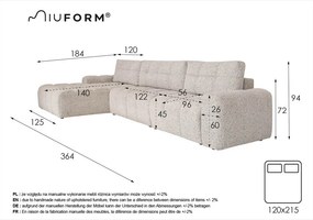 Bézs kinyitható tárolóhelyes moduláris sarokkanapé (bal oldali) Lulu – Miuform