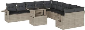 vidaXL 11 részes világosszürke polyrattan kerti ülőgarnitúra párnákkal