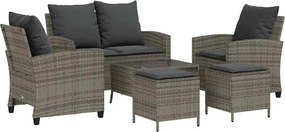vidaXL 6 részes szürke polyrattan kerti ülőgarnitúra párnákkal