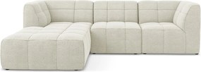 Bézs buklé sarokkanapé (bal oldali-heverő résszel) Aloha – Makamii