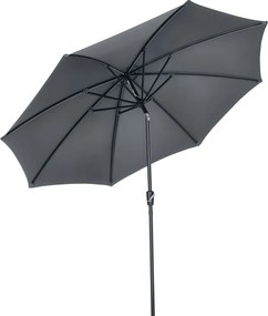 Outsunny Ø300x252 cm Kerti Ernyő Terasz Napernyő Forgatható Magasságú Tetővel és 8 Fémbordával a Teraszhoz és Balkontól Kinti Szürke | Aosom