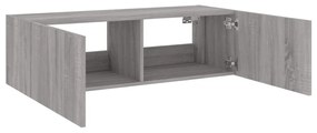szürke sonoma színű fali TV-szekrény LED-ekkel 100 x 35 x 31 cm