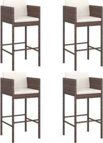vidaXL 4 db barna polyrattan bárszék párnákkal