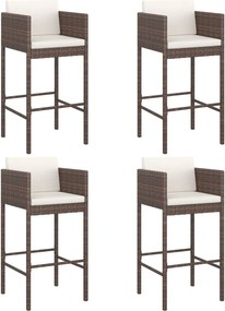 vidaXL 4 db barna polyrattan bárszék párnákkal