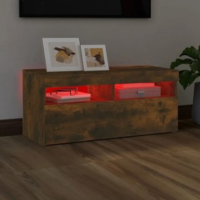 füstös tölgy színű TV-szekrény LED-ekkel 90 x 35 x 40 cm