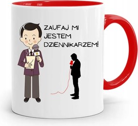 Piros Bögre Ajándék Riporter Újságírónak, fényképes nyomtatással