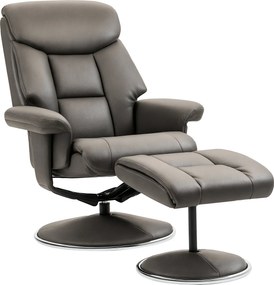 HOMCOM Fotel Ottomannal, TV Fotel Dőlésszög Szabályozó Funkcióval, Ringató Funkcióval, Magas Hátfallal, Hálószobába, Nappaliba, Műbőr, Szürke | Aosom