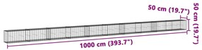 horganyzott vas gabion kosár fedéllel 1000 x 50 x 50 cm