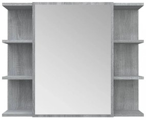 szürke sonoma színű szerelt fa tükrös szekrény 80x20,5x64 cm