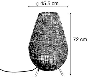 Szabályozható rattan állólámpa IP65 távirányítóval - Saona