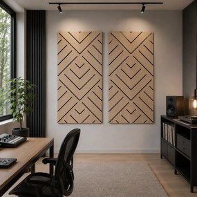 FREJA hangszigetelő dizájn falpanel (120 × 60 × 0,9 cm) – Világos tölgy &amp; V-mintás - világos tölgy