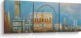 Kép - gondola Velencén áthaladva, olajfestmény (órával) (90x30 cm)