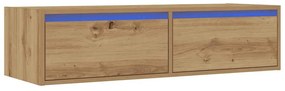 kézműves tölgy színű TV-szekrény LED-lámpákkal 100X35,5x25 cm