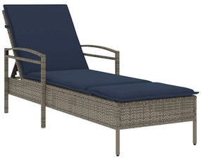 szürke napozóágy párnával 63 x 200 x 81 cm polyrattan (csak az USA-ban)