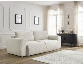 Krémszínű kordbársony kinyitható kanapé 257 cm Lucien – Bobochic Paris