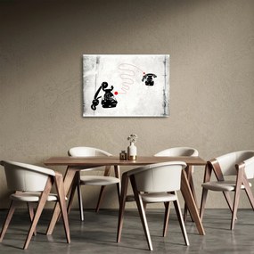 Kép - Telefon rajza Banksy stílusában (üvegen) (70x50 cm)