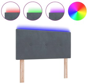 LED Fejtámla Gombos Ráncolt Sötétszürke 100 cm Bársony