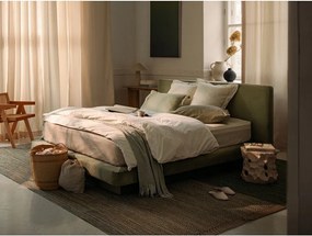 Világosszürke kárpitozott franciaágy 180x200 cm Linea – Micadoni