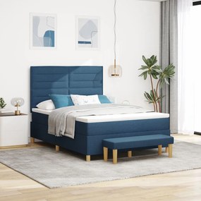 Boxspring Ăgy Matraccal Ă©s Pad KĂ©k 160x200 cm Szövet