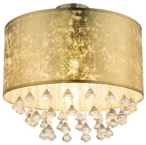 Globo 15187D3 Mennyezeti lámpa,nikkel matt, textil arany akril kristály, áttetsző, ø: 400, H:380, Foglalat típusa:1xE27 60W 230V