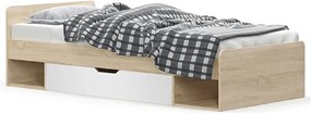 Ágy 1S/90, fehér/tölgy sonoma, TEYO