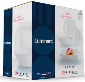 Luminarc CARINE étkészlet 19 részes 6 személyes fehér edzett üveg
