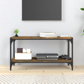 füstös tölgy színű szerelt fa és acél TV-szekrény 80x33x41 cm