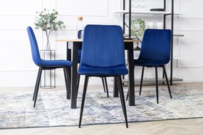 Étkezőgarnitúra 4 db. Sötétkék Bársony Ibis székkel. Bővíthető asztal HARRY 102-142 cm