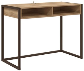 vidaXL Asztal tárolóval Művészi tölgy 100 x 50 x 75 cm Faanyag