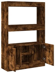 füstös tölgy színű szerelt fa magasszekrény 92 x 33 x 140 cm