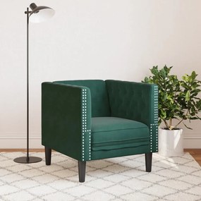 vidaXL sötétzöld bársony Chesterfield kanapéfotel