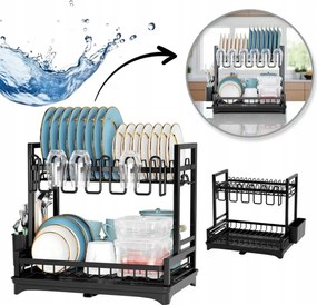 Evőeszköz szárító kétszintes csepegtető tálcával Álló Dish Rack