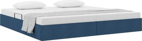 vidaXL Tárolós Ágy fejtámlával tárolóval Kék 200 x 200 cm szövet