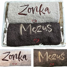 Törölköző Szett Ajándékba Férjnek És Feleségnek Esküvői Ajándék 50x100 cm-es Törölközők