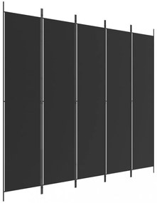 5 paneles fekete szövet térelválasztó 250x220 cm