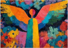 Kép - Absztrakt angyal virágokkal (70x50 cm)