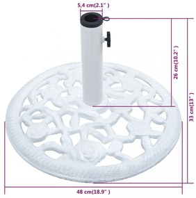 fehér öntöttvas napernyőtalp 12 kg 48 cm