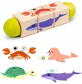 Állatos mini kirakós hengerek Montessori fajáték