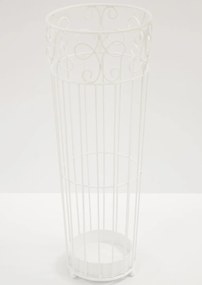 Klasszikus fehér fém esernyőtartó állvány kacskaringós mintával 63,5x20x23,5cm
