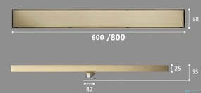 Zuhanyfolyóka EYN GBK1004 matt arany felülettel, 60 vagy 80 cm — 80 cm